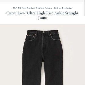 Abercrombie & Fitch Curve Love Straight Jeans Black Sz 28 (6)